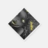 Serviette En Papier La femme graffiti noir et blanc et jaune (Coin)