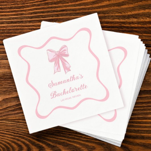 Serviette En Papier La fête de bachelorette de Pink Bow pour son maria