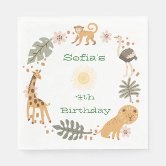 Serviette En Papier La fête des animaux de la jungle de Sophia