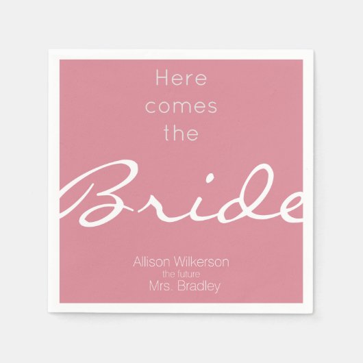 Serviette En Papier La Fête des mariées rose vierge arrive à la mariée (Devant)
