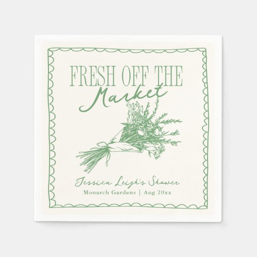 Serviette En Papier La Fête des mariées verte du marché (Devant)