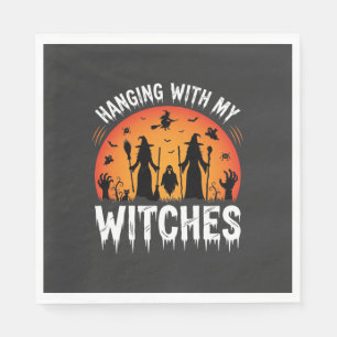 Serviette En Papier La fête d'Halloween avec mes sorcières lune vintag