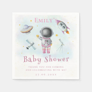 Serviette En Papier La fille spatiale Astronaut roquettes roses Baby s