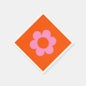 Serviette En Papier La Fleur 01 Retro Floral Orange Pink Preppy Flower (Coin)