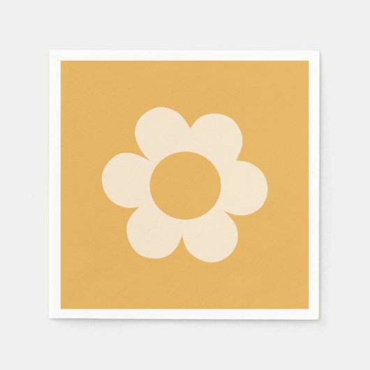 Serviette En Papier La Fleur 07 Fleur Jaune Retro Florale (Devant)