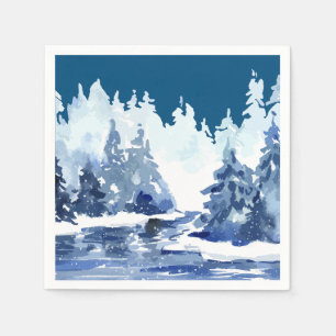 Serviette En Papier La forêt d'hiver