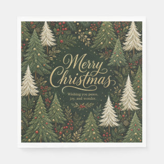Serviette En Papier La forêt dorée de Noël