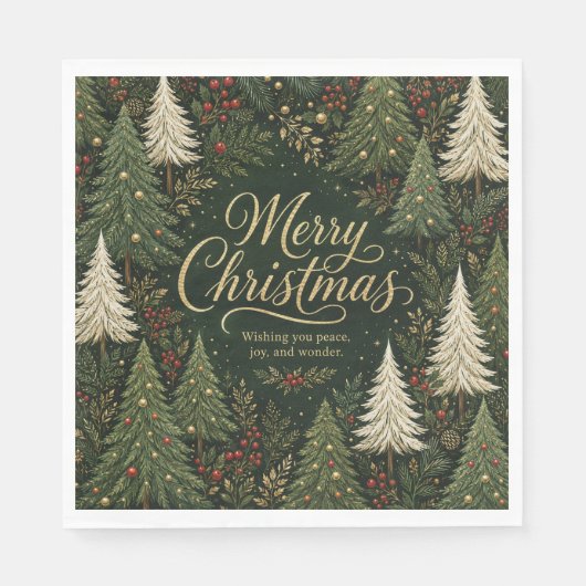 Serviette En Papier La forêt dorée de Noël (Devant)