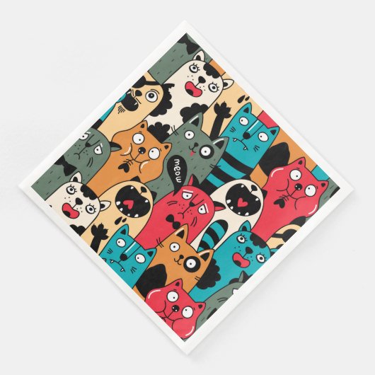 Serviette En Papier La foule de chats (Coin)