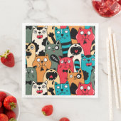Serviette En Papier La foule de chats (En situation)