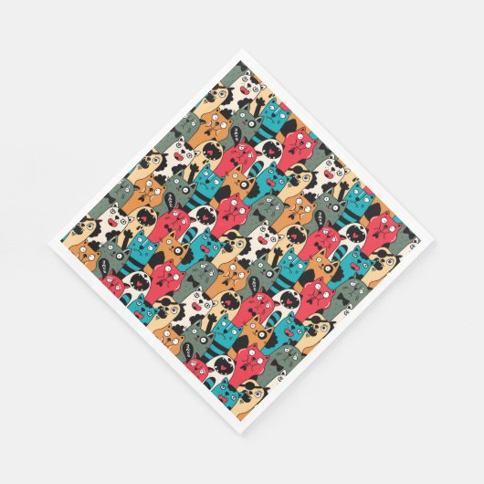 Serviette En Papier La foule de chats (Coin)