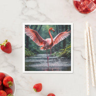 Serviette En Papier La grâce en vol : Le Flamant rose rose