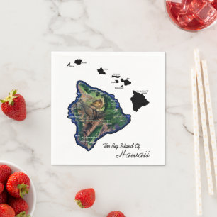 Serviette En Papier La Grande Île d'Hawaï avec les îles hawaïennes