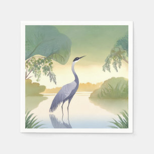 Serviette En Papier La Grue   Oiseau Beau Aquarelle