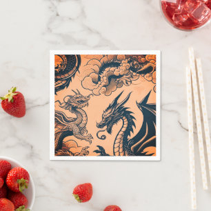 Serviette En Papier La guerre des dragons Cieux orange