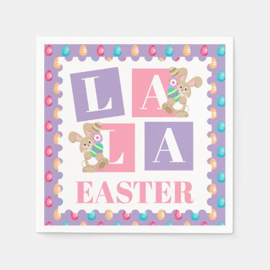 Serviette En Papier La La Easter Bunny Egg Hunt Party (Devant)