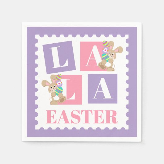 Serviette En Papier La La Fête de Pâques de Lapin (Devant)