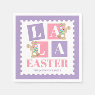 Serviette En Papier La La Lapin de Pâques Fête Pastel