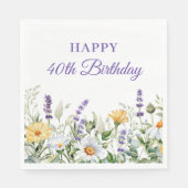 Serviette En Papier La lavande et les Fleurs sauvages heureux 40e anni (Devant)
