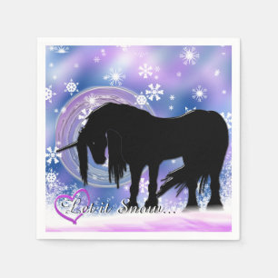 Serviette En Papier La licorne noire mystique (Qu'Elle Neige)