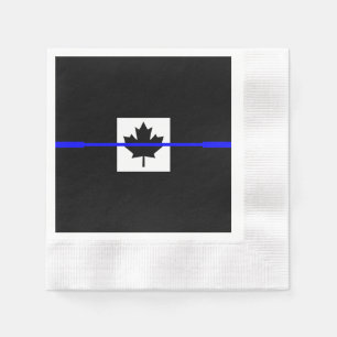 Serviette En Papier La Ligne Bleue Mince Symbolique sur le drapeau can