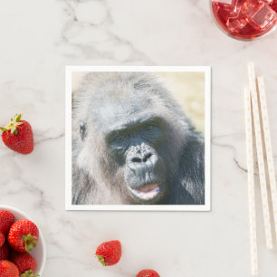 Serviette En Papier La lueur argentée de Gorilla Biddy dans le soleil