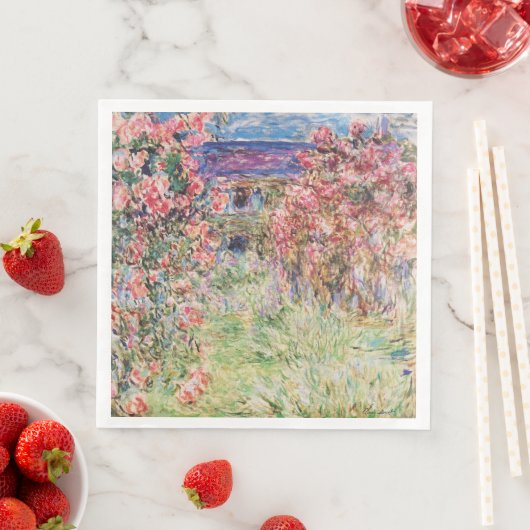 Serviette En Papier La Maison parmi les Roses par Claude Monet (En situation)