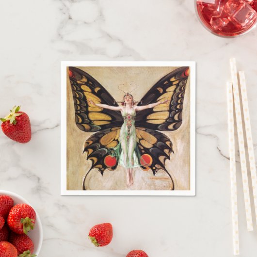 Serviette En Papier La métamorphose de la fille Flapper au papillon 19 (En situation)