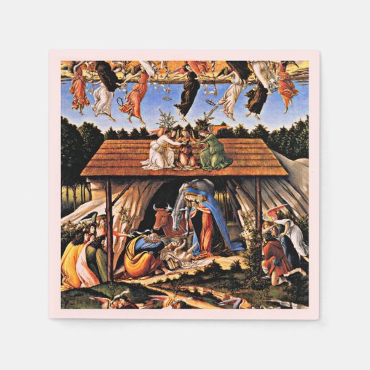 Serviette En Papier La Nativité Mystique, tableau de Botticelli (Devant)