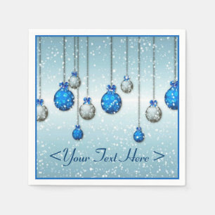 Serviette En Papier La neige bleue de Noël ornemente des serviettes