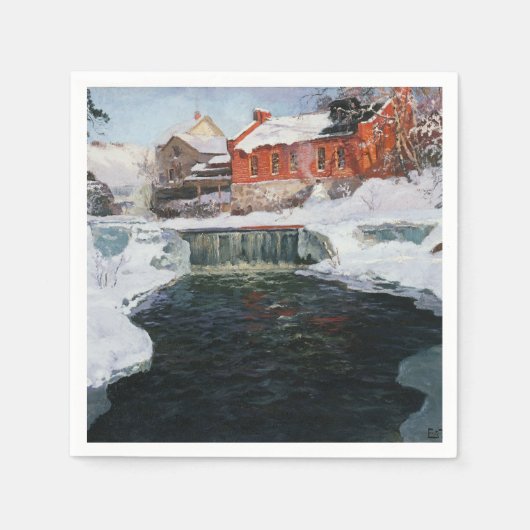 Serviette En Papier La nouvelle usine à Lillehammer, Thaulow, Frits (Devant)