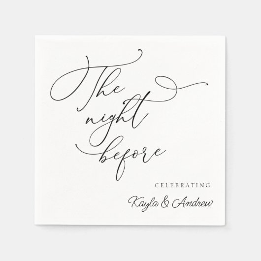 Serviette En Papier La Nuit Avant Le Dîner De La Répétition Mariage (Devant)