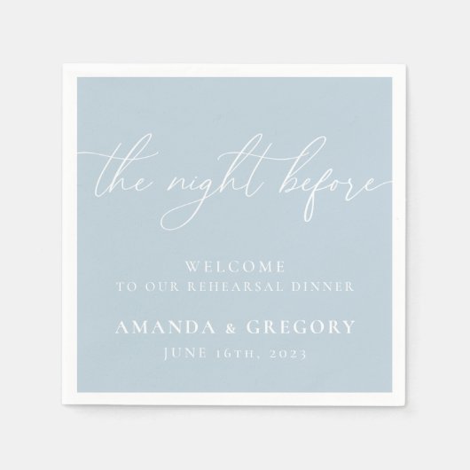 Serviette En Papier La Nuit Avant Le Dîner De Répétition Mariage (Devant)