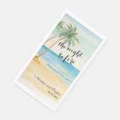 Serviette En Papier La nuit d'avant plage et palmiers Mariage (Coin)