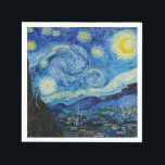 Serviette En Papier La Nuit étoilée - Vincent Van Gogh<br><div class="desc">View from the psychiaatric hospital at Saint-Rémy-de-Provence (France),  just before sunrise,  with addition of an imagary village. Oil on canvas (1889) by Dutch painter Vincent van Gogh.</div>