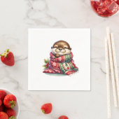 Serviette En Papier La Otter de Noël dans une écharpe (En situation)