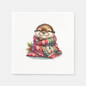 Serviette En Papier La Otter de Noël dans une écharpe (Devant)