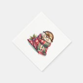 Serviette En Papier La Otter de Noël dans une écharpe (Coin)