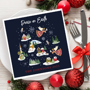 Serviette En Papier La Paix des Anges sur Terre Noël