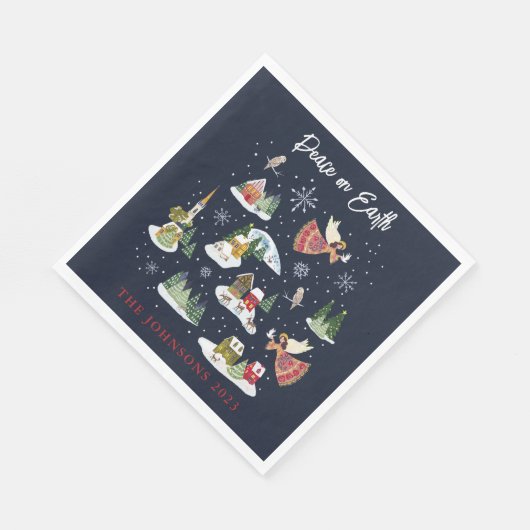 Serviette En Papier La Paix des Anges sur Terre Noël (Coin)