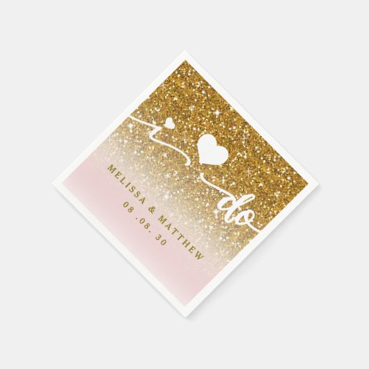 Serviette En Papier La Parties scintillant d'or de filles Sparkle Pink (Coin)