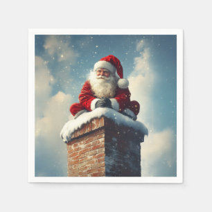 Serviette En Papier La pause de père Noël : un sourire d'hiver
