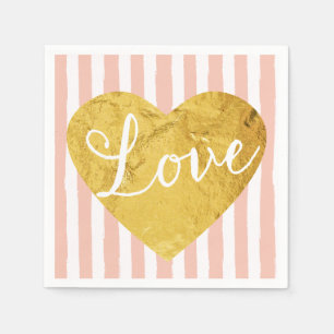 Serviette En Papier La pêche barre Girly mignon de faux d'or coeur