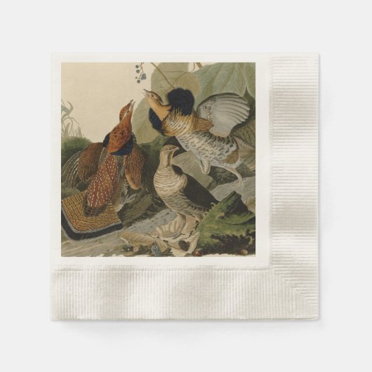 Serviette En Papier La peinture d'Audubon d'un trio de Grouse Ruffed (Devant)