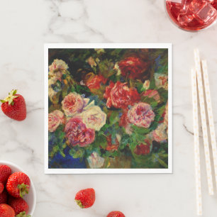 Serviette En Papier La peinture de Pierre Renoir, Roses,