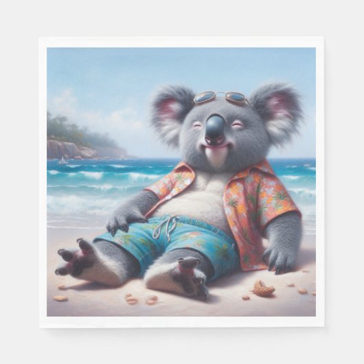 Serviette En Papier La plage de Koala (Devant)