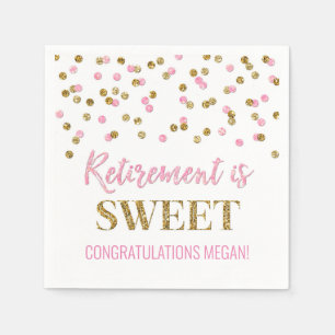 Serviette En Papier La retraite Confetti en or rose est douce