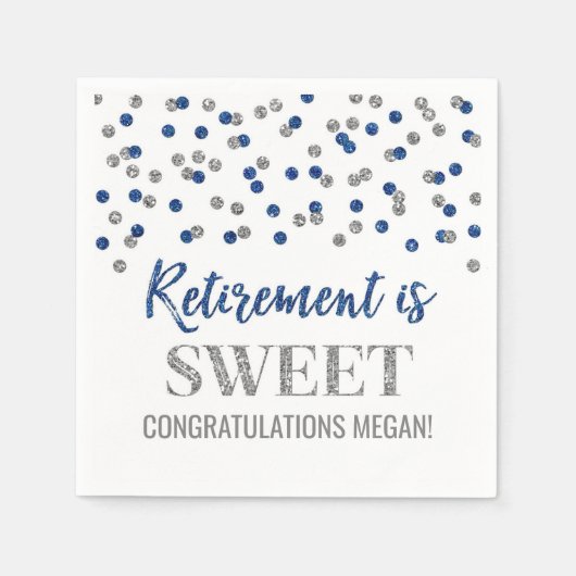 Serviette En Papier La retraite en argent bleu est douce (Devant)