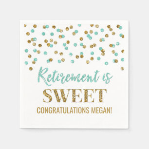 Serviette En Papier La retraite Turquoise Gold Confetti est douce