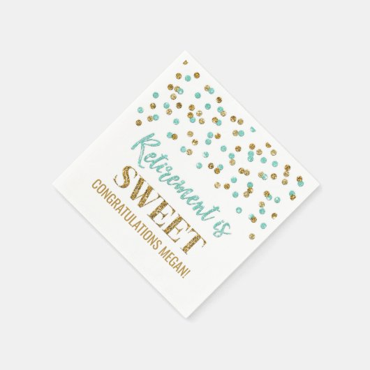 Serviette En Papier La retraite Turquoise Gold Confetti est douce (Coin)